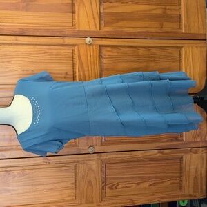 Chiffon Flowy Tiered Cocktal Summer Dress Short Sleeve M   564T